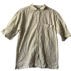 Utility Mens Medium Plaid 100% Cotton Button Up Short Sleeve Shirt‎